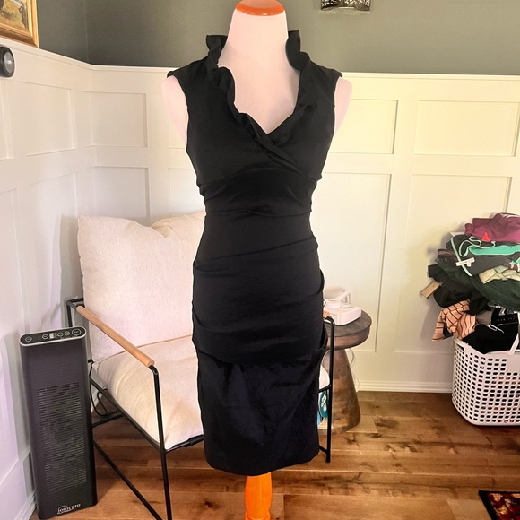 Xscape Dresses & Skirts - Xscape Black Sheath Midi Dress Sleeveless Cowl Neck